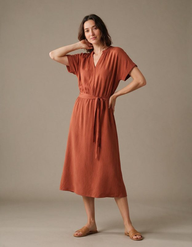 Rust Midi Dress